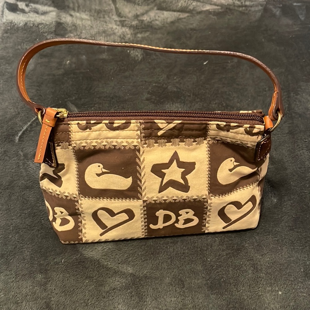 Dooney & Bourke Brown and cream Leather Strap Small Satchel Purse